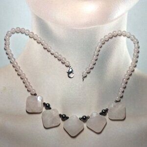 Rose Quartz and Hematite Beads Necklace